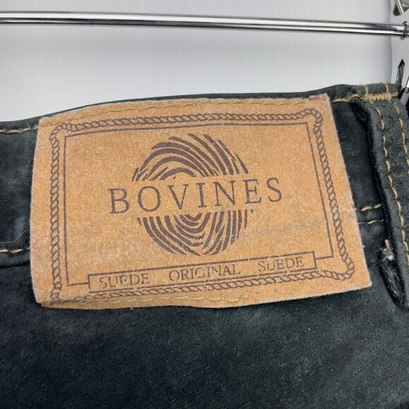 BOVINES Suede 90βs VTG Genuine Ultra-High Waist Charcoal Black Pants sz 8β - Picture 6 of 8